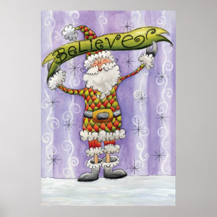 Cute Cartoon Christmas, I Believe in Santa Claus Poster