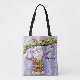 Cute Cartoon Christmas, I Believe in Santa Claus Tote Bag