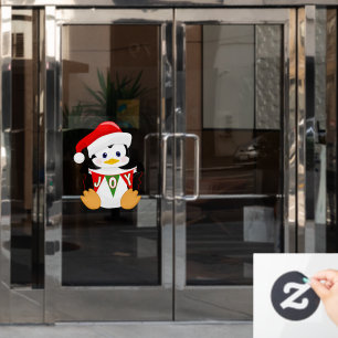 Cute Cartoon Christmas Penguin Window Cling