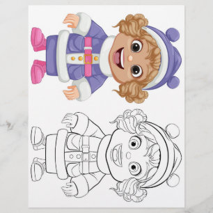 Cute Cartoon chubby girl colouring page
