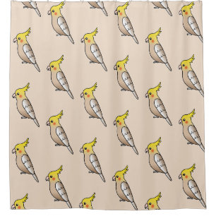 Cute Cartoon Cinnamon Cockatiel Bird Pattern Shower Curtain