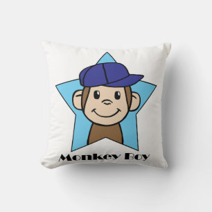 Cute Cartoon Clip Art Happy Monkey in Star w Hat Cushion