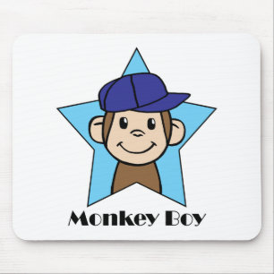 Cute Cartoon Clip Art Happy Monkey in Star w Hat Mouse Mat