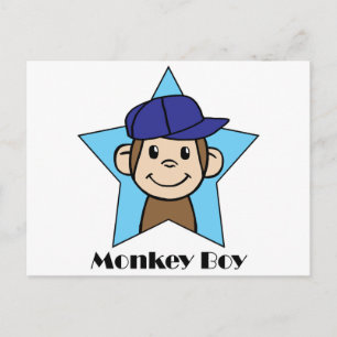 Cute Cartoon Clip Art Happy Monkey in Star w Hat Postcard