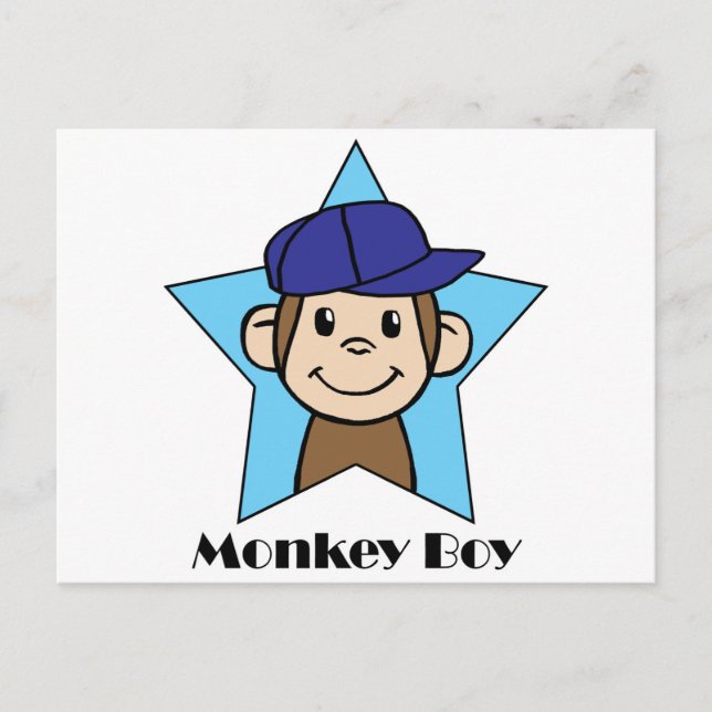 Cute Cartoon Clip Art Happy Monkey in Star w Hat Postcard (Front)