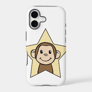 Cute Cartoon Clip Art Monkey with Grin Smile Star