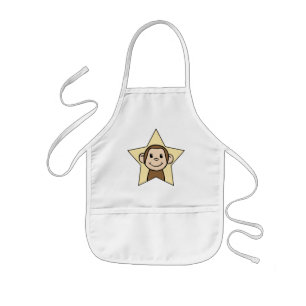 Cute Cartoon Clip Art Monkey with Grin Smile Star Kids Apron