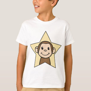 Cute Cartoon Clip Art Monkey with Grin Smile Star T-Shirt