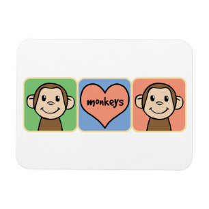 Cute Cartoon Clip Art Monkeys with Heart Love Magnet