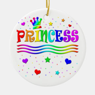 Cute Cartoon Clip Art Rainbow Princess Tiara Ceramic Tree Decoration