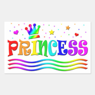 Cute Cartoon Clip Art Rainbow Princess Tiara Rectangular Sticker