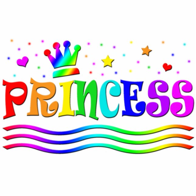 Cute Cartoon Clip Art Rainbow Princess Tiara Standing Photo Sculpture (Front)