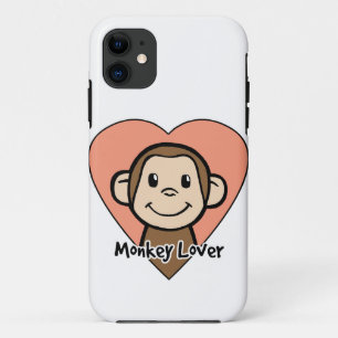Cute Cartoon Clip Art Smile Monkey Love in Heart iPhone 11 Case