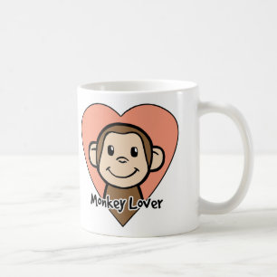 Cute Cartoon Clip Art Smile Monkey Love in Heart Coffee Mug