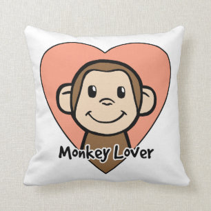 Cute Cartoon Clip Art Smile Monkey Love in Heart Cushion