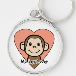 Cute Cartoon Clip Art Smile Monkey Love in Heart Key Ring