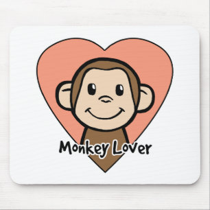 Cute Cartoon Clip Art Smile Monkey Love in Heart Mouse Mat