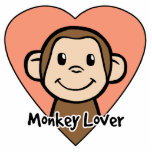 Cute Cartoon Clip Art Smile Monkey Love in Heart Standing Photo Sculpture<br><div class="desc">Cartoon clip art with a smiling monkey in a heart with the words "monkey lover." Who doesn't love this adorable wild jungle animal!!</div>