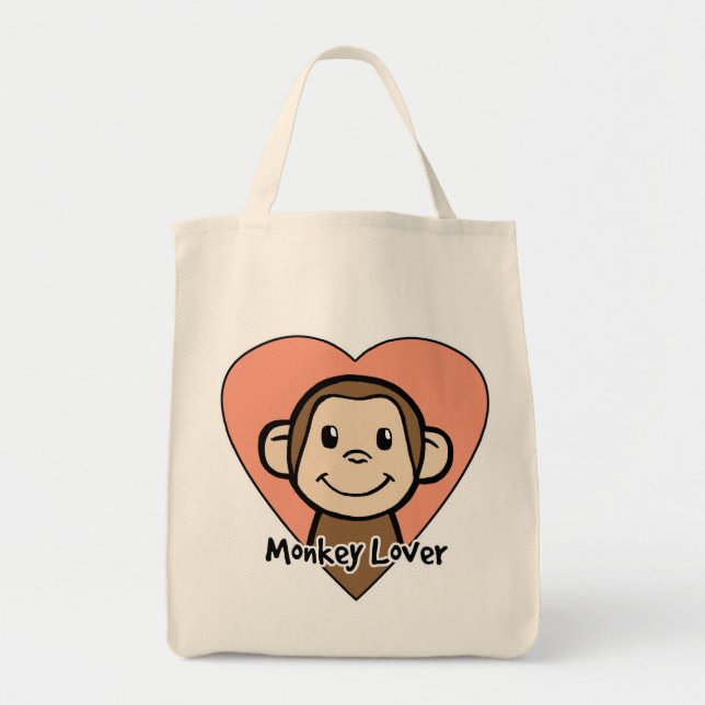 Cute Cartoon Clip Art Smile Monkey Love in Heart Tote Bag (Front)