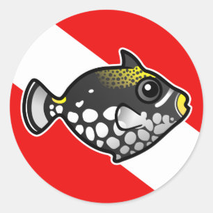 Cute Cartoon Clown Triggerfish Dive Flag Classic Round Sticker