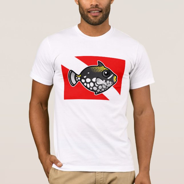 Cute Cartoon Clown Triggerfish Dive Flag T-Shirt (Front)