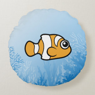 Cute Cartoon Clownfish Round Cushion