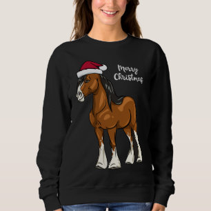 Cute Cartoon Clydesdale Draught Horse Christmas Sweatshirt