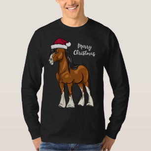 Cute Cartoon Clydesdale Draught Horse Christmas T-Shirt