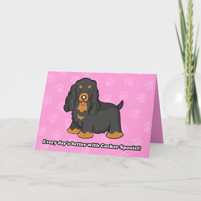 Cute Cartoon Cocker Spaniel Greeting Card (Front)