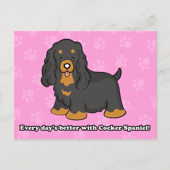 Cute Cartoon Cocker Spaniel Postcard (Front)