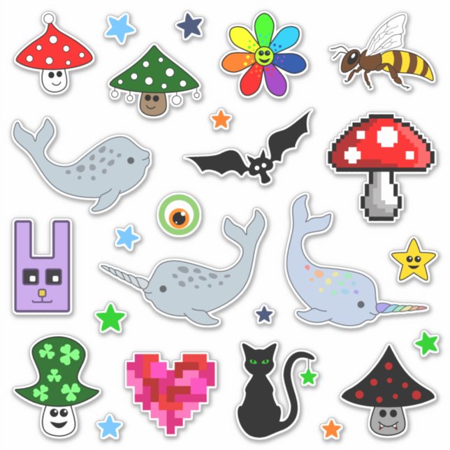 Cute Cartoon Collection Vinyl Stickers (Front)