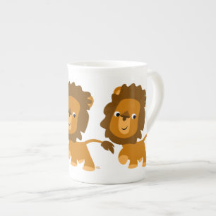 Cute Cartoon Content Lion Bone China Mug