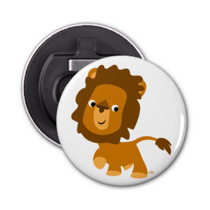 Cute Cartoon Content Lion Button Bottle Opener