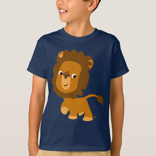 Cute Cartoon Content Lion Children T-shirt (Front)