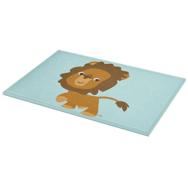 Cute Cartoon Content Lion Cutting Board (Corner)