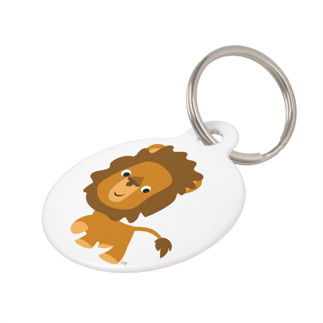 Cute Cartoon Content Lion Dog Tag (Side)