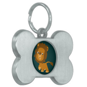 Cute Cartoon Content Lion Pet Tag