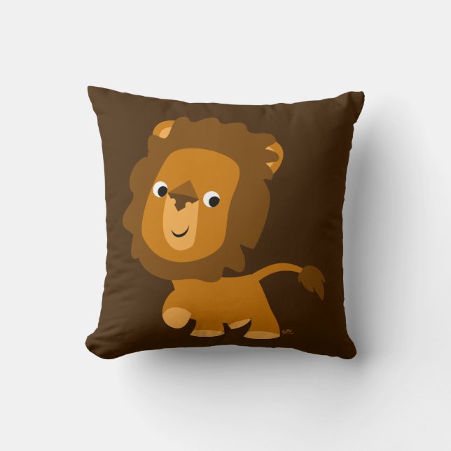 Cute Cartoon Content Lion Pillow (Front)
