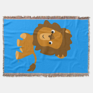 Cute Cartoon Content Lion Throw Blanket