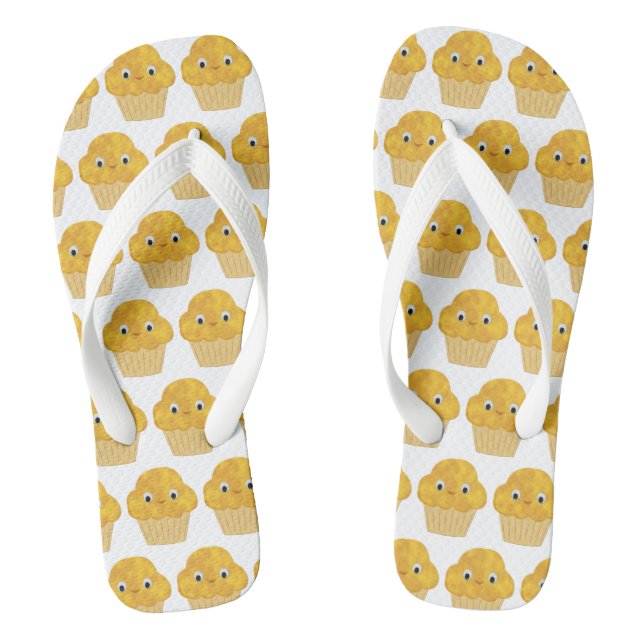 Cute Cartoon Corn Muffin Pattern Flip Flops (Footbed)