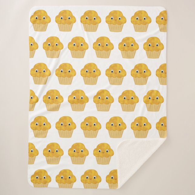 Cute Cartoon Corn Muffin Pattern Sherpa Blanket (Front)