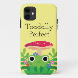 Cute Cartoon Cottagecore Frog with Mushroom iPhone 11 Case