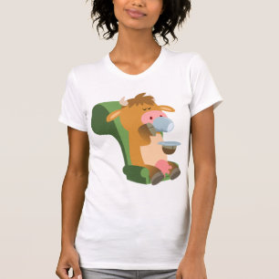 Cute Cartoon Cow and a Nice Cuppa Women T-Shirt