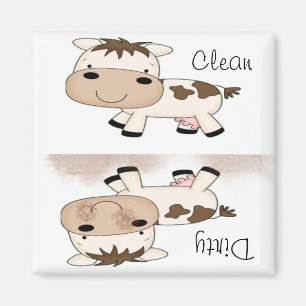 Cute Cartoon Cow Cean and Dirty Magnet