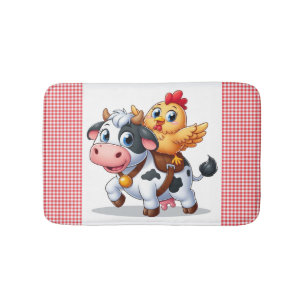 cute cartoon cow/chicken bath mat