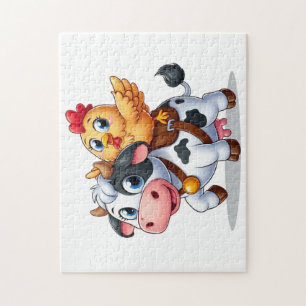 cute cartoon cow/chicken jigsaw puzzle