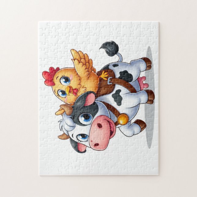 cute cartoon cow/chicken jigsaw puzzle (Vertical)