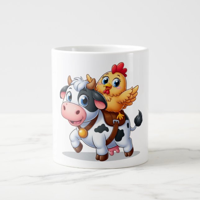 cute cartoon cow/chicken large coffee mug (Front)