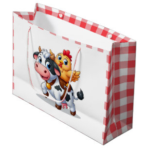 cute cartoon cow/chicken large gift bag
