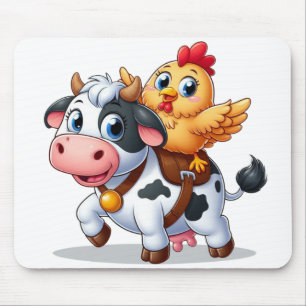 cute cartoon cow/chicken mouse mat